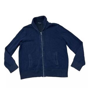 Banana Republic Cardigan Men XL Navy Blue Shawl Neck Full Zip Knit Sweater Golf